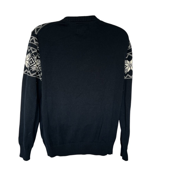 Weatherproof Vintage Sweater Pullover Dark Blue & White Snowflakes Sz XL Cotton - Picture 4 of 6